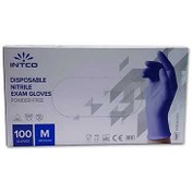 تصویر دستکش نیتریل آبی ( 100 عددی ) INTCO Blue nitrile gloves INTCO