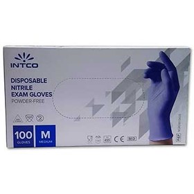 تصویر دستکش نیتریل آبی ( 100 عددی ) INTCO Blue nitrile gloves INTCO