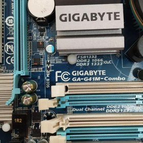 تصویر مادربرد گیگابایت g41 ddr3 با فن و پردازنده 