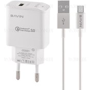 تصویر شارژر دیواری سریع و کابل میکرو یو اس بی باوین Bavin PC505Y Micro USB Charger 