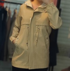 تصویر کاپشن پارکا زنانه کلاهدار وارداتی - مشکی / L 