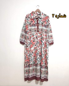 تصویر پیراهن ساحلی پله ای یقه دار زنانه بوگاتی طرحدار حاشیه دار - شماره Beach shirt stepped collared female Bugatti patterned fringy