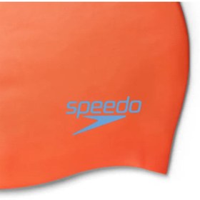 تصویر کلاه شنا نارنجی دخترانه و پسرانه بچگانه CAP SILC ساده بچه های سیلیکون 8 اسپیدو SPEEDO 