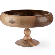 تصویر ظرف پذیرایی خمره ای پایه دار چوب گردو سایز بزرگ 