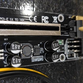 تصویر رایزر کارت گرافیک تبدیل PCI EXPRESS X1 به X16 مدل 8 خازن 009s plus 