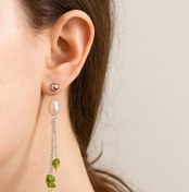 تصویر گوشواره مروارید پرورشی و زبرجد با متریال استیل|زیورآلات لوکس الگا 