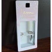 تصویر گوشواره میخی طرح دایره روکش نگین نقره عیار ۹۲۵ 