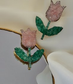 تصویر گوشواره لاله ( رنگ صورتی ) Pink tulip earrings