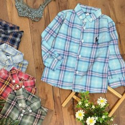 تصویر پیراهن چهارخانه مجلسی نخی گلدوزی Polo پسرانه 