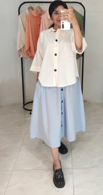 تصویر دامن ستین - زرشکی Linen skirt