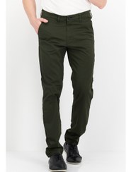 تصویر شلوار چینو مردانه فیت باریک و کشی، رنگ زیتونی برند selected homme Men Slim Fit Stretchable Solid Chino Pants, Olive