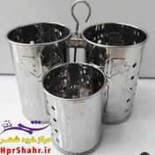تصویر جا قاشقی استیل هخامنشی سه قلو 