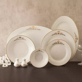 تصویر سرویس چینی زرین 6 نفره غذاخوری کوئین Zarin Iran Shahrzad Queen-Gold 35 Pieces FDC Dinnerware Set