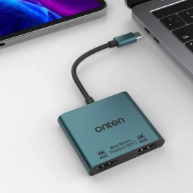 تصویر کابل تبدیل تایپ سی به ONTEN DUAL HDMI مدل ONT-9175B 