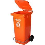 تصویر سطل زباله پلاستیکی 120 لیتری چرخدار کد 202 مبلمان نارنجی مدل 525345 