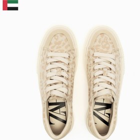 تصویر کتونی اورجینال زنانه زارا Zara Animal Print Trainers 