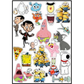 تصویر استیکر لپ تاپ و موبایل استیکریا طرح کارتونی کد CartoonSt7002 مجموعه 20 عددی Cartoon Sticker Pack Code CartoonSt7002