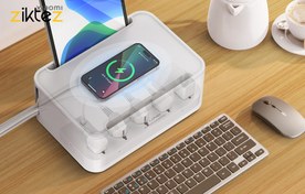 تصویر چند راهی برق و شارژر وایرلس الدینیو SN5310W با کابل 2 متری + شارژر USB و Type-C Ldnio SN5310W Wireless Charger and Electricity Adapter 2m With USB & Type-C Port