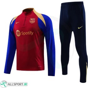 تصویر ست نیم زیپ شلوار بارسلونا Barcelona 2024-25 Blue Red Tracksuit 