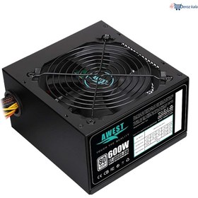 تصویر منبع تغذیه کامپیوتر اوست مدل GT-AV600-BW 80 Plus White توان 600 وات Awest GT-AV600-BW 80 Plus White 600W Power Supply