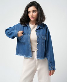 تصویر کت جین نیم تنه باران Half-length denim jacket