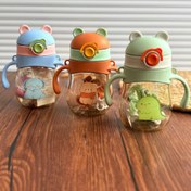 تصویر لیوان آبمیوه خوری کودک ضد چکه ظرفیت ۲۵۰ میلی لیتر مدل خرس و دایناسور 