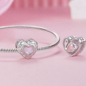 تصویر چارم آویز نقره برند جینوس قلب کریستالی و قو (دستبند،گردنبند) gnoce 