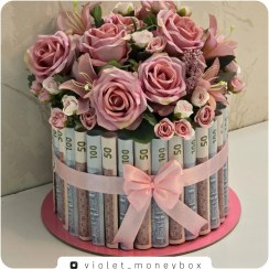 تصویر کیک تولد یک طبقه با گل مصنوعی 