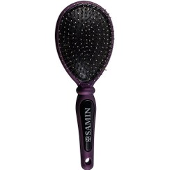 تصویر برس مو طرح بیضی مدل دانه فلزی ثمین بنفش Samin Style Hair Brush