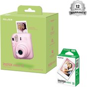 تصویر دوربین چاپ سریع فوجی صورتی رژ گونه ای با فیلم ۱۰ تایی FUJIFILM INSTAX MINI 12 Blush Pink film 10 pcs 