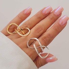 تصویر انگشتر زنانه مینیمال بینهایت طرح طلا نانو رنگ ثابت Women's minimal infinity ring, gold design, nano fixed color