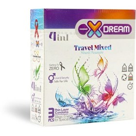 تصویر کاندوم 3عددی گوناگون 4 در 1 مدل Travel Mixed ایکس دریم X Dream Travel Mixed Condom 3pcs