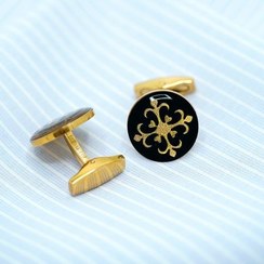 تصویر دکمه سردست روکش طلا طرح مانی CL07 