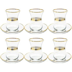 تصویر سرویس چای خوری پاشاباغچه ۶ عددی لب طلایی 