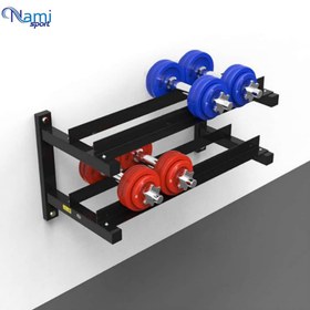 تصویر رک دمبل دیواری خانگی 2 طبقه Home wall کد kv1233 2-story home wall dumbbell rack Home wall