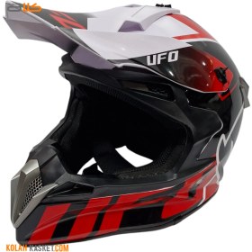 تصویر کلاه کاسکت کراسی مشکی قرمز طرح UFO Black red UFO design cross helmet