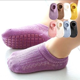 تصویر جوراب کالجی نوزادی بچگانه فانتزی نخی کف استپ دار Kids_socks