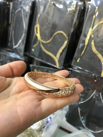 تصویر دستبند تراش نقره با آبکاری طلا ۱۸ عیار 