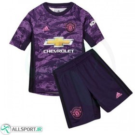 تصویر پیراهن شورت دروازه بانی بچگانه منچستریونایتد Manchester United 2019-20 GK Soccer Jersey Kids Shirt+Short 