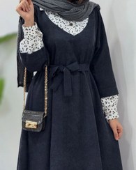 تصویر پیراهن مانتویی مخمل کبریتی هستی 