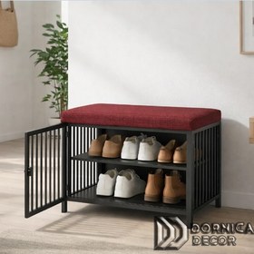 تصویر پاف و جا کفشی مدرن 1707 پایه مشکی