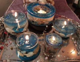 تصویر شمع کامل عروس اقیانوس مجموعه ۵ عددی - آبی اقیانوسی candle panah