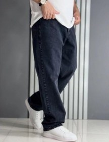 تصویر شلوار لی بگ مردانه بدون زاپ رنگ زغال سنگی - ۴ 