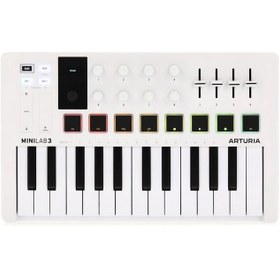 تصویر میدی کنترلر آرتوریا Arturia MiniLab 3 White Arturia MiniLab 3 Compact MIDI Keyboard and Pad Controller (White)