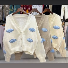 تصویر کاردیگان بافت زنانه ابری وارداتی - نسکافه ای 