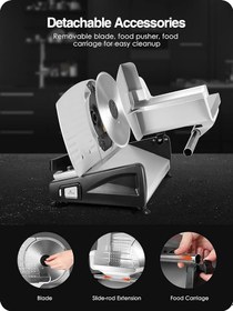 تصویر کالباس بر برقی اوستبا OSTBA Sure, here's a slightly modified title: **"200/150 W Electric Meat Slicer, 7.5" Removable Stainless Steel Blade, Adjustable Thickness, Child Lock - Ideal for Home Use"**