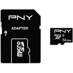 تصویر رم میکرو 64 گیگ پی ان وای PNY Performance Plus U1 C10 100MB/s + خشاب PNY Performance Plus U1 C10 100MB/s 64GB MicroSD Memory Card With Adapter