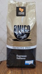 تصویر دانه قهوه امیکو کوالیتا اورو اسپرسو ایتالیانو (طلایی) 1 کیلویی Amico Caffe Qualita Oro Espresso Italiano 