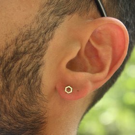 تصویر پیرسینگ نقره ۶ ضلعی 