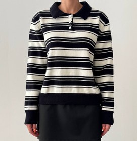 تصویر بلوز بافت با یقه 